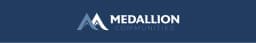 Medallion Communities logo featuring stylized mountains and modern typography.